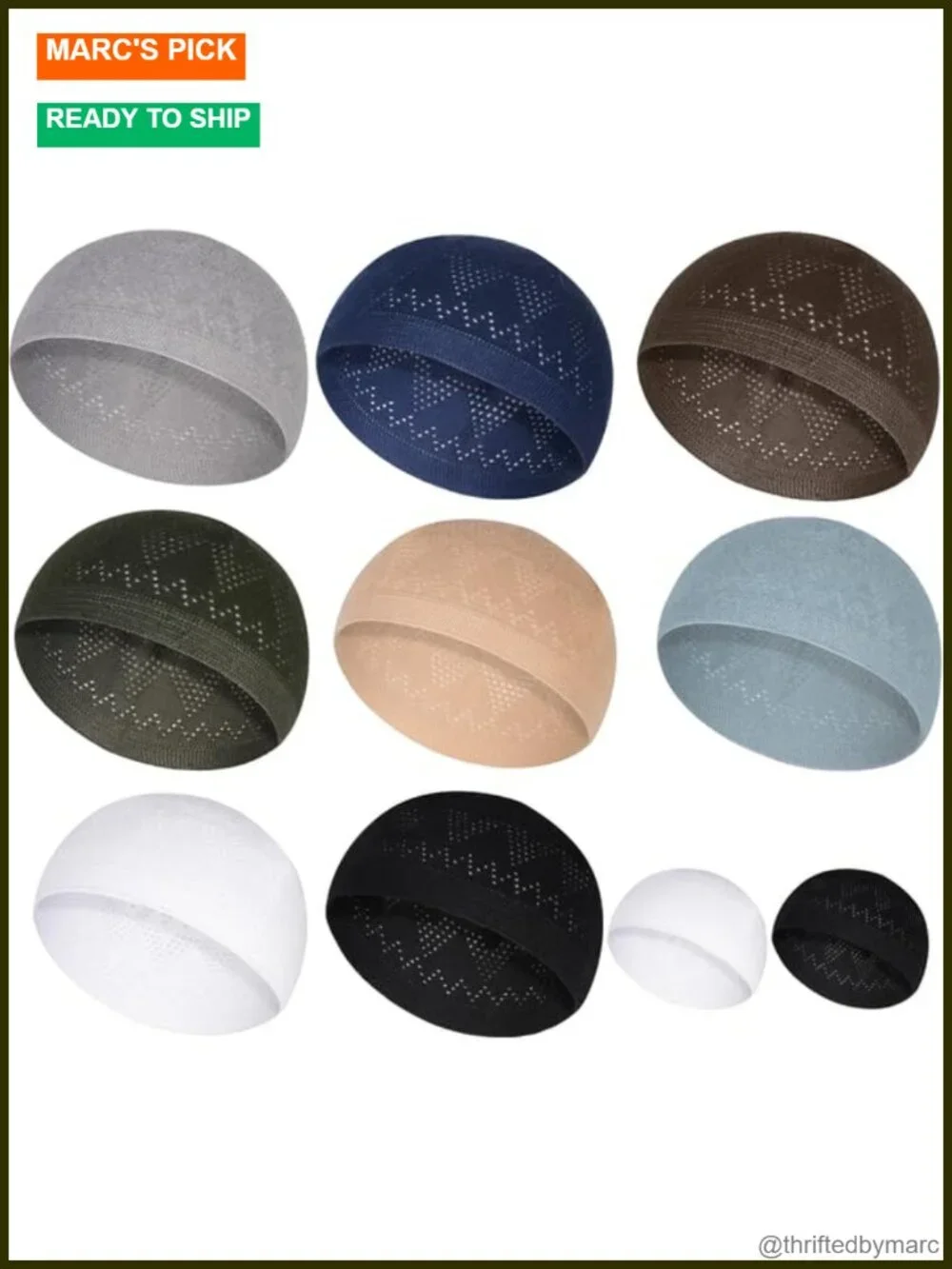 Kufi Hats for Men - Skull Beanie - Taqiyah Crochet Caps - Muslim Islamic Prayer